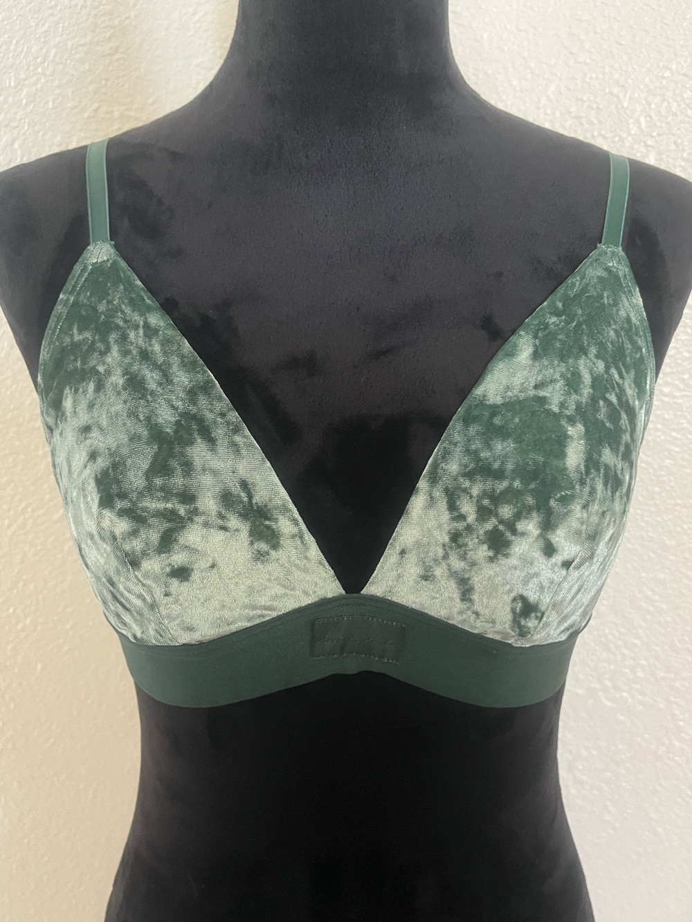 PINK Victoria's Secret Crushed Velvet Triangle Bralette in Forest Green